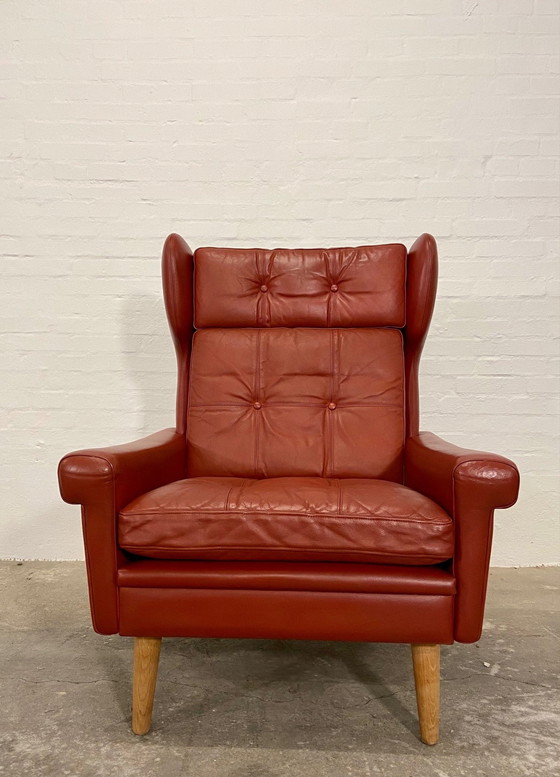 Image 1 of Vintage Retro Deense Mid Century Svend Skipper Cognac Leren Clubfauteuil jaren 60