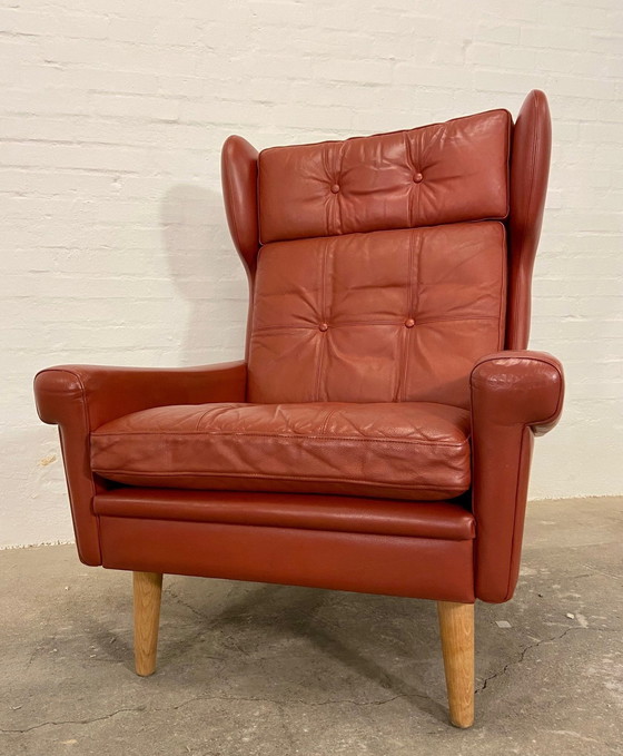 Image 1 of Vintage Retro Deense Mid Century Svend Skipper Cognac Leren Clubfauteuil jaren 60