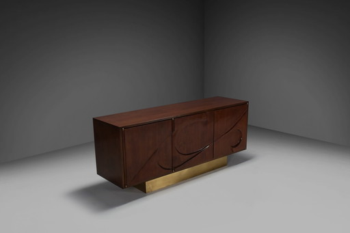 Sculpturaal Gebogen Houten Dressoir