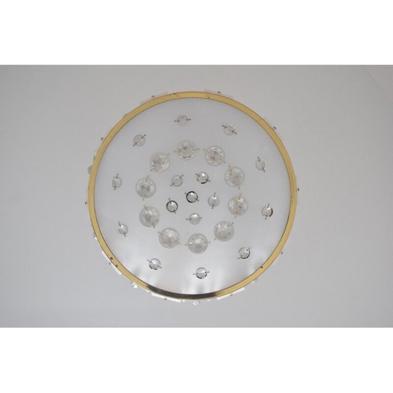 Image 1 of Vintage messing en glazen hanglamp van Jablonecke Sklarny, Tsjecho-Slowakije 1970