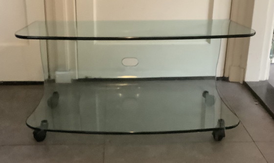 Image 1 of Design Italiaans Fiam gebogen glas tv-meubel/Salontafel