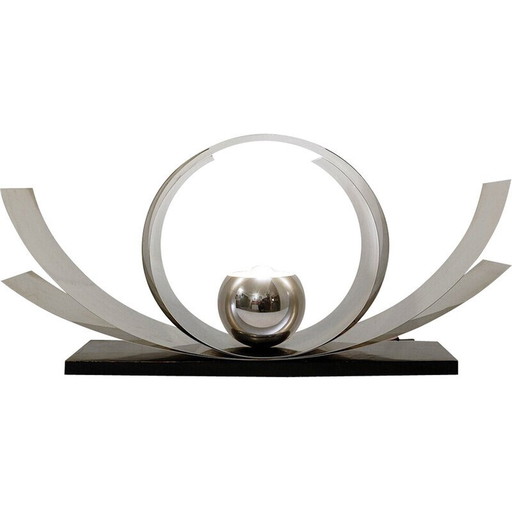 Vintage metalen en houten bureaulamp, Italië 1970