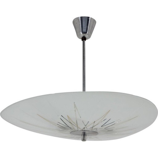 Vintage aluminium glazen hanger Inva Litomerice, Tsjecho-Slowakije 1970