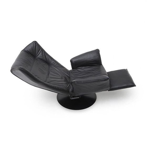 Image 1 of Paar vintage fauteuils in metaal en zwart leer, Italië 1970