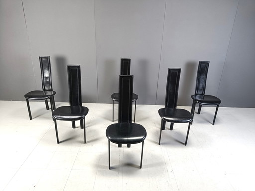 6X eetkamerstoelen Cattelan Italia, 1980S