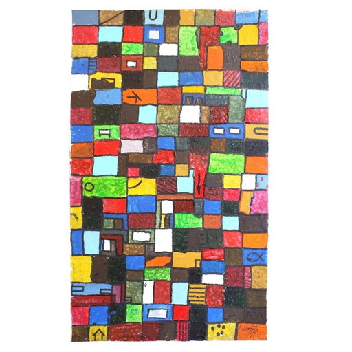 Vintage schilderij licht en kleuren door Egidio Bonfante voor Olivetti, Italië 1979