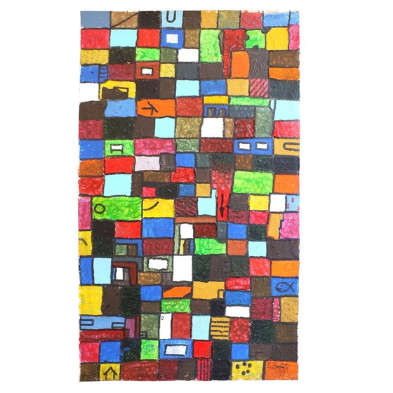 Image 1 of Vintage schilderij licht en kleuren door Egidio Bonfante voor Olivetti, Italië 1979