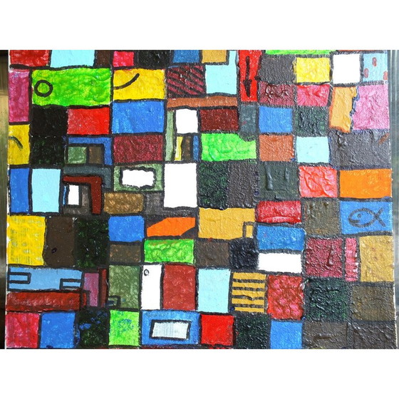 Image 1 of Vintage schilderij licht en kleuren door Egidio Bonfante voor Olivetti, Italië 1979