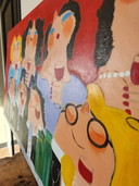 1X Moderne Schilderij Fel Gekleurd 