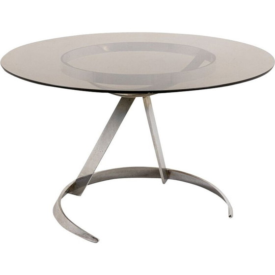 Image 1 of Vintage ronde tafel van metaal en glas, 1970