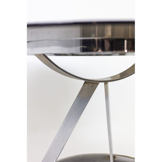 Image 1 of Vintage ronde tafel van metaal en glas, 1970
