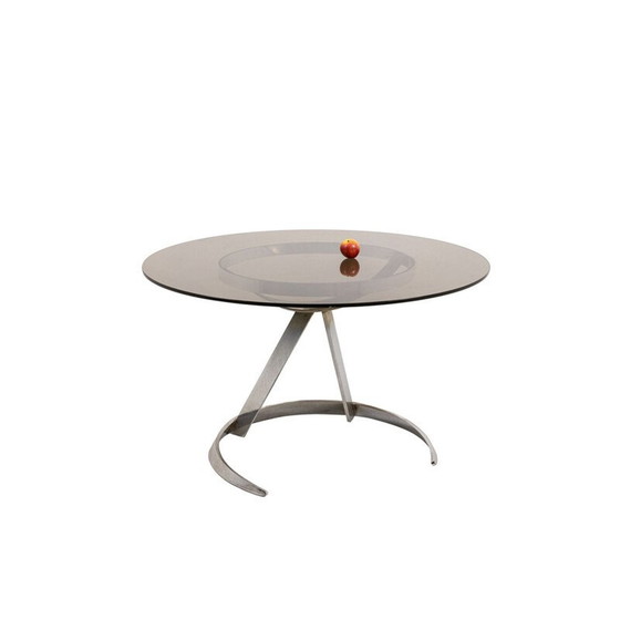 Image 1 of Vintage ronde tafel van metaal en glas, 1970