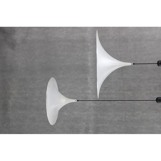 Image 1 of Paar vintage "Trumpet" hanglampen voor Meblo, Italië 1970