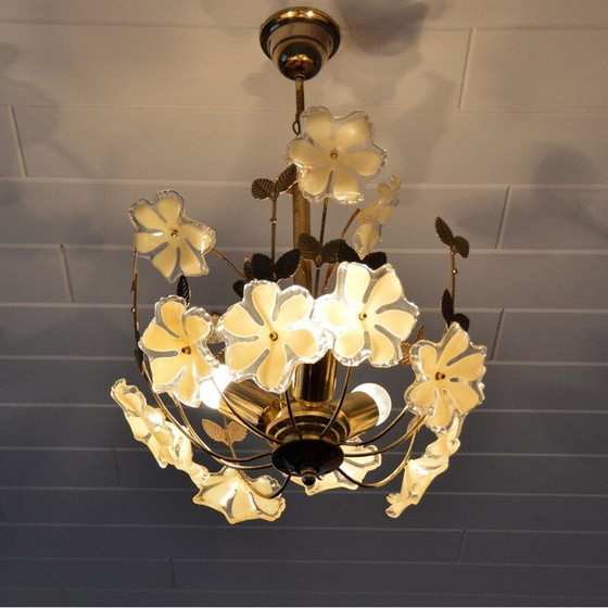 Image 1 of Vintage sierlijke messing kroonluchter, 1960