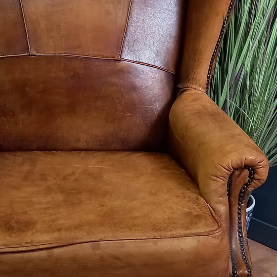 Image 1 of Karakteristieke Schapenleren Oorfauteuil