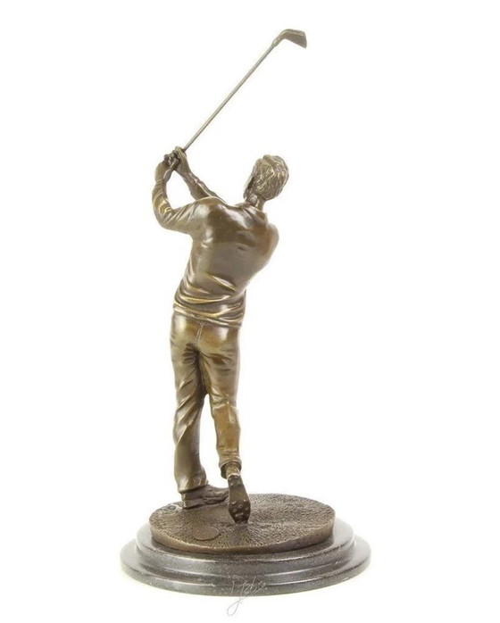 Image 1 of Bronzen golferstandbeeld