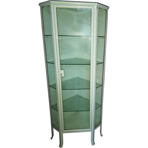 Vintage metalen oogarts hoekvitrine