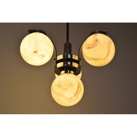 Image 1 of Vintage art deco kroonluchter in chroom en metaal, Tsjecho-Slowakije 1930