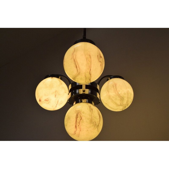 Image 1 of Vintage art deco kroonluchter in chroom en metaal, Tsjecho-Slowakije 1930