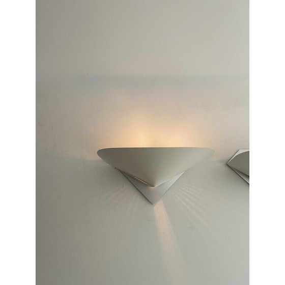 Image 1 of Vintage wandlamp van wit gelakt metaal en aluminium, Frankrijk 1970