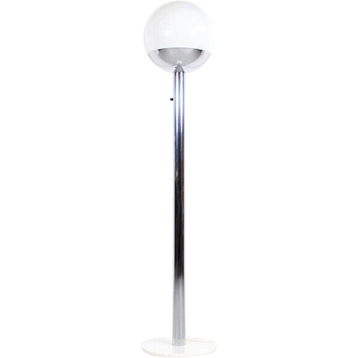 Vintage model P 428 vloerlamp in chroomstaal en glas van Pia Guidetti Crippa voor Luci Illuminazione, 1970