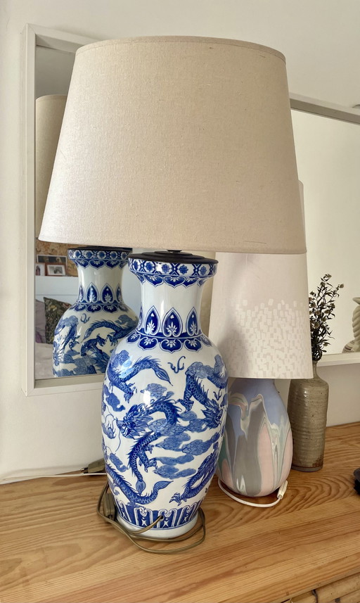 Chinees porseleinen Baluster Vaas Lamp