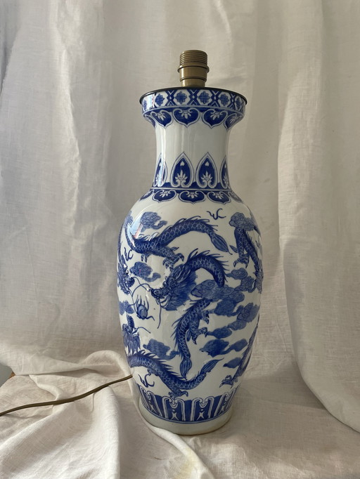 Chinees porseleinen Baluster Vaas Lamp