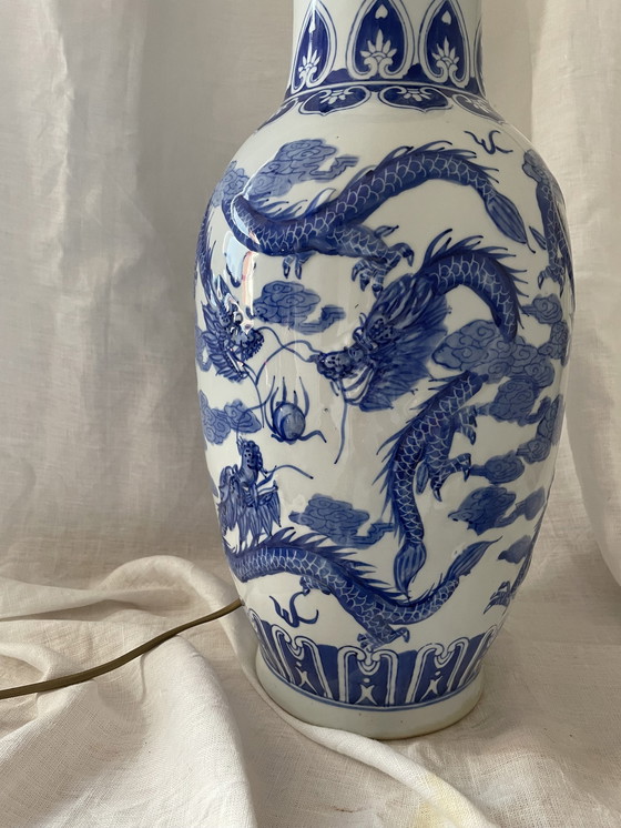 Image 1 of Chinees porseleinen Baluster Vaas Lamp