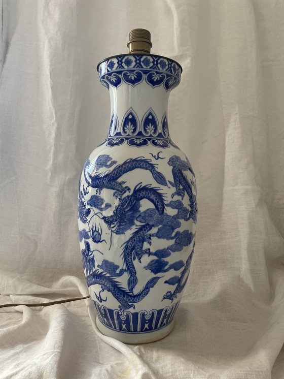 Image 1 of Chinees porseleinen Baluster Vaas Lamp