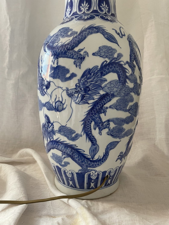 Image 1 of Chinees porseleinen Baluster Vaas Lamp