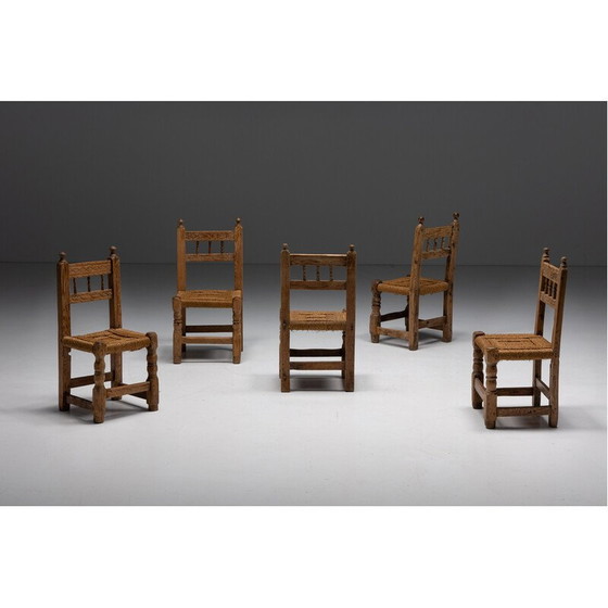 Image 1 of Vintage Rustieke eetkamerstoelen van stro, Spanje