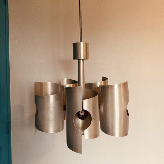 Image 1 of Oude Polam 5-lichts kroonluchter, 1970