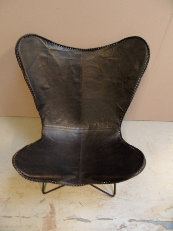 Image 1 of Vintage vlinder stoel met leder