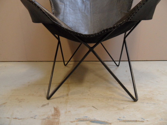 Image 1 of Vintage vlinder stoel met leder