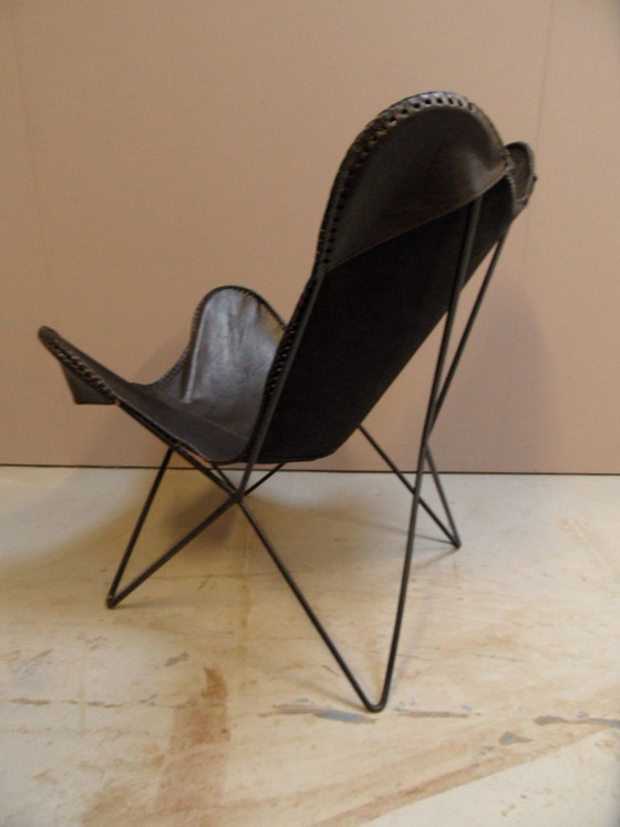 Image 1 of Vintage vlinder stoel met leder