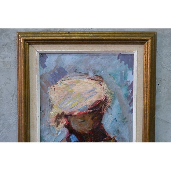 Image 1 of Vintage modern olieverfschilderij op paneel door Eric Lo Ohlqvist, Zweden 1960