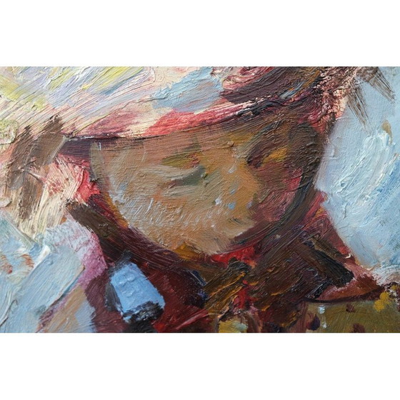 Image 1 of Vintage modern olieverfschilderij op paneel door Eric Lo Ohlqvist, Zweden 1960