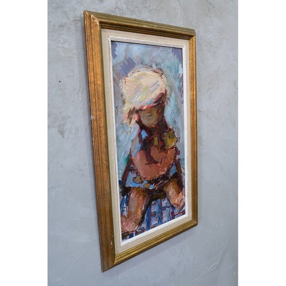 Image 1 of Vintage modern olieverfschilderij op paneel door Eric Lo Ohlqvist, Zweden 1960