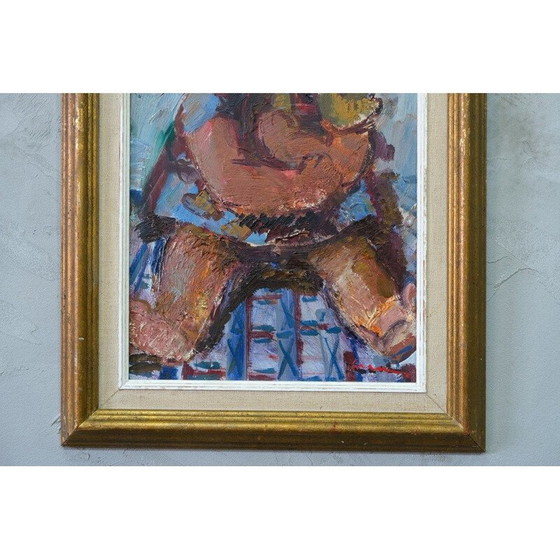 Image 1 of Vintage modern olieverfschilderij op paneel door Eric Lo Ohlqvist, Zweden 1960