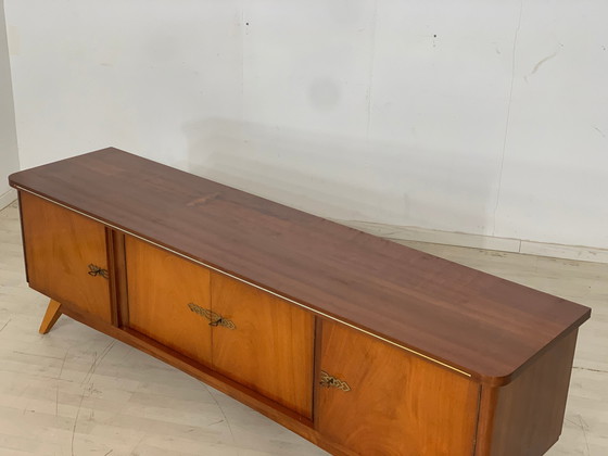 Image 1 of Duits houten dressoir lowboard woonkamer kast vintage