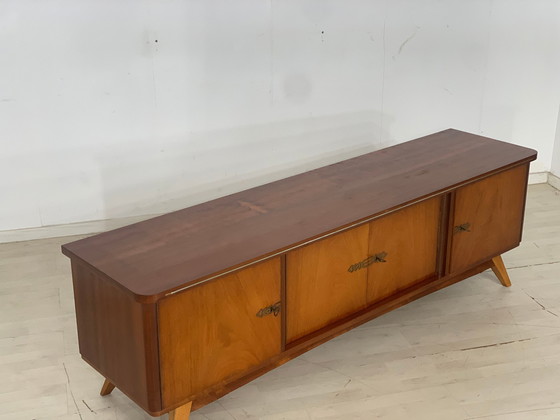 Image 1 of Duits houten dressoir lowboard woonkamer kast vintage