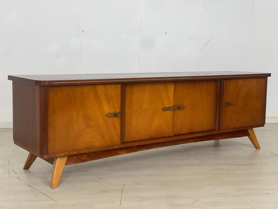 Image 1 of Duits houten dressoir lowboard woonkamer kast vintage