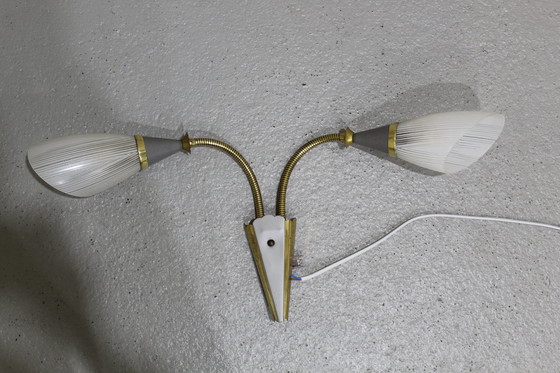 Image 1 of Vintage Buigbare Wandlamp - Jaren '50, Messing, Glas