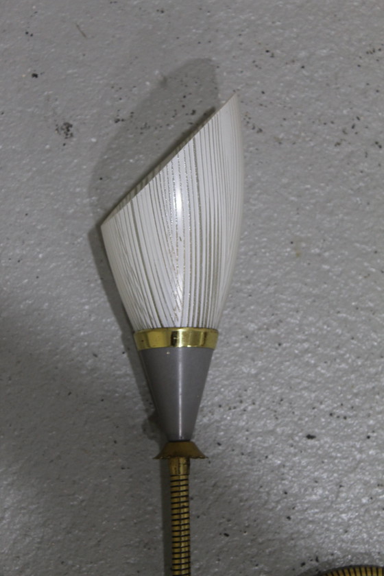 Image 1 of Vintage Buigbare Wandlamp - Jaren '50, Messing, Glas