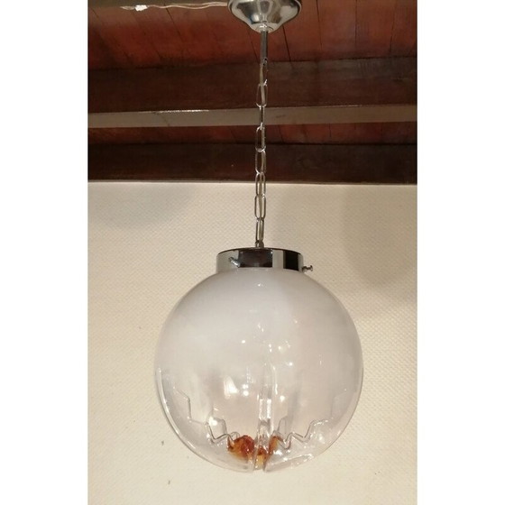 Image 1 of Vintage ''Mazzega bol'' hanglamp van Murano glas, 1970