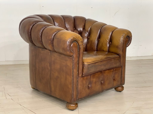 Chesterfield fauteuil vintage leren fauteuil