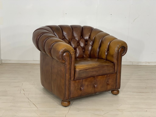 Chesterfield fauteuil vintage leren fauteuil