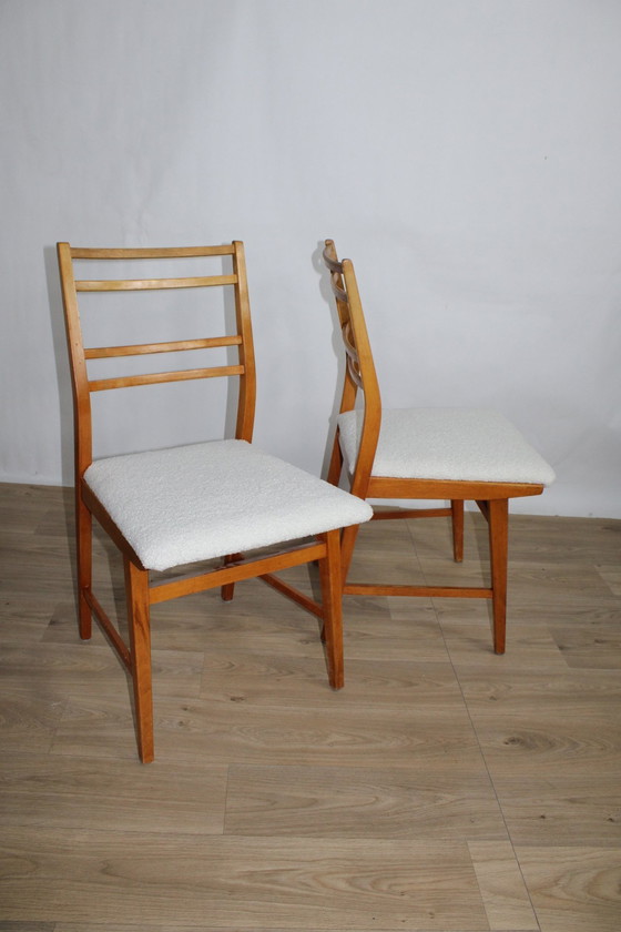 Image 1 of 4 Vintage Gerenoveerde Imitatie Schapenvacht Stoelen Dk