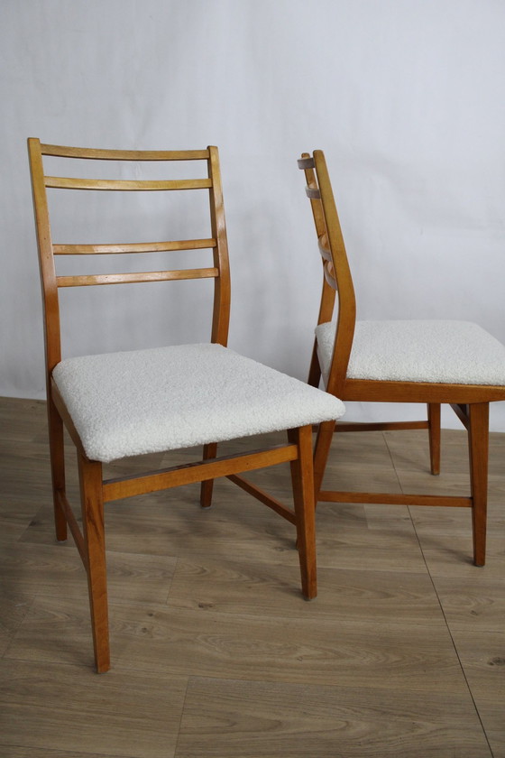 Image 1 of 4 Vintage Gerenoveerde Imitatie Schapenvacht Stoelen Dk