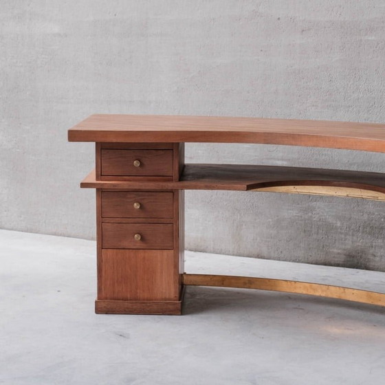 Image 1 of Mid Century Frans houten Bow gebogen bureau, 1950